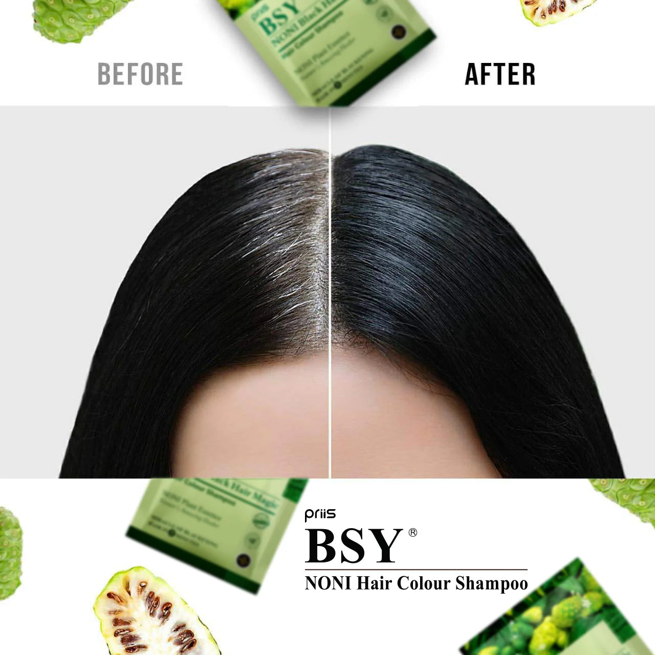BSY Noni Hair Colour Shampoo 20ml (Natural Black Colour) (20ml X 6)