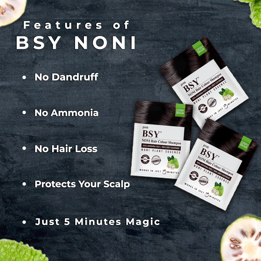 BSY Noni Hair Colour Shampoo 20ml (Dark Brown Colour) (20ml x 6)